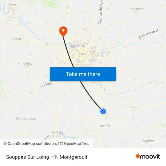 Souppes-Sur-Loing to Montgeroult map