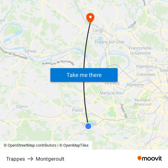 Trappes to Montgeroult map