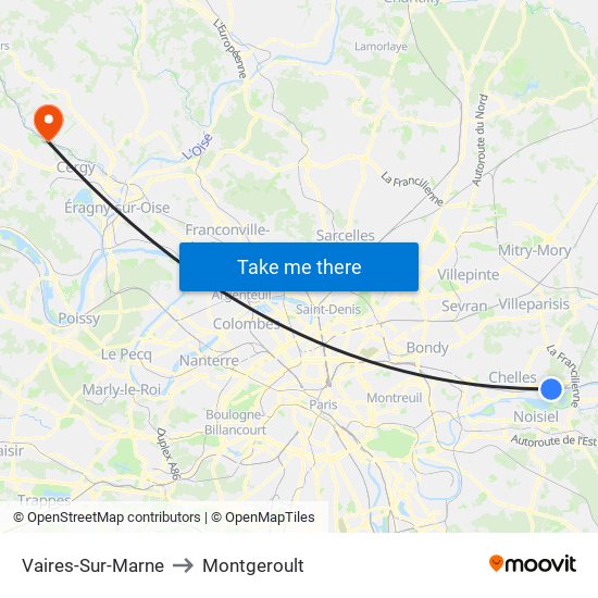 Vaires-Sur-Marne to Montgeroult map