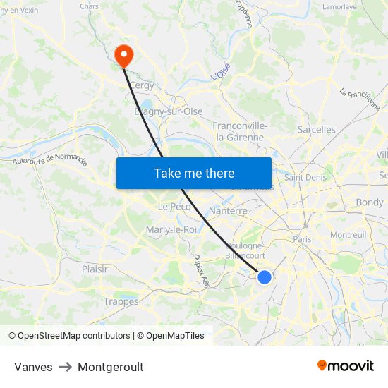 Vanves to Montgeroult map