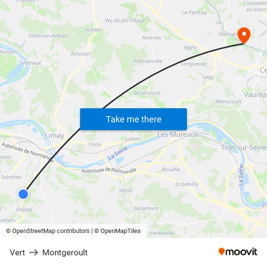 Vert to Montgeroult map