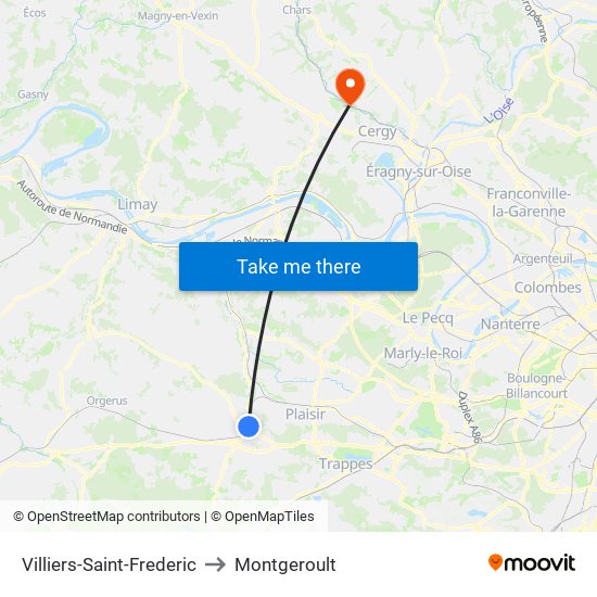 Villiers-Saint-Frederic to Montgeroult map