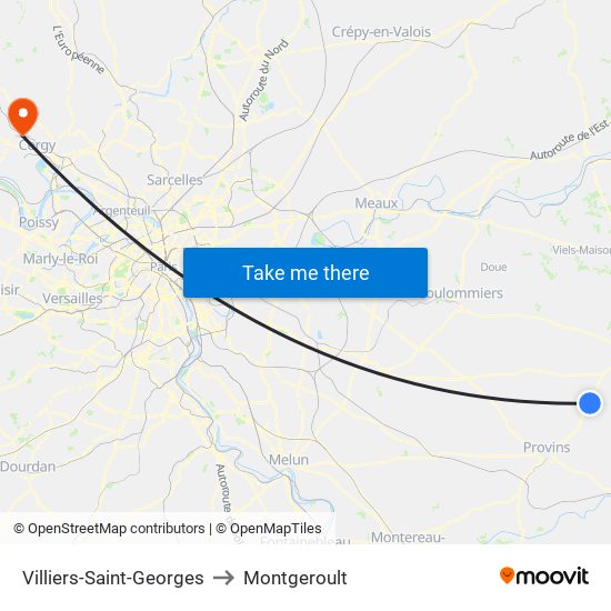 Villiers-Saint-Georges to Montgeroult map