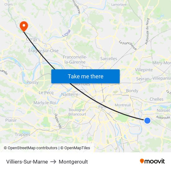 Villiers-Sur-Marne to Montgeroult map