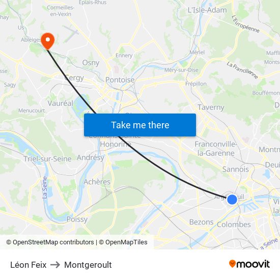 Léon Feix to Montgeroult map