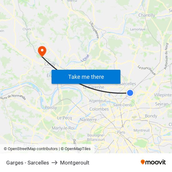 Garges - Sarcelles to Montgeroult map