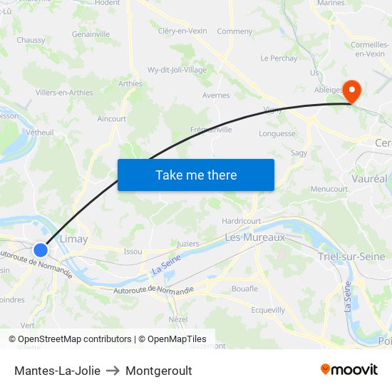 Mantes-La-Jolie to Montgeroult map