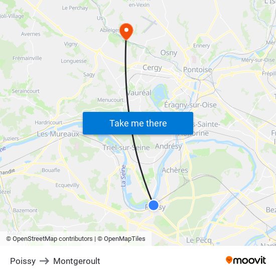 Poissy to Montgeroult map