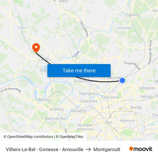 Villiers-Le-Bel - Gonesse - Arnouville to Montgeroult map