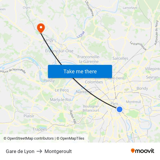 Gare de Lyon to Montgeroult map