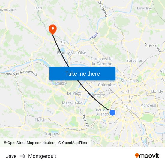 Javel to Montgeroult map