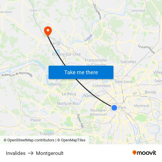 Invalides to Montgeroult map