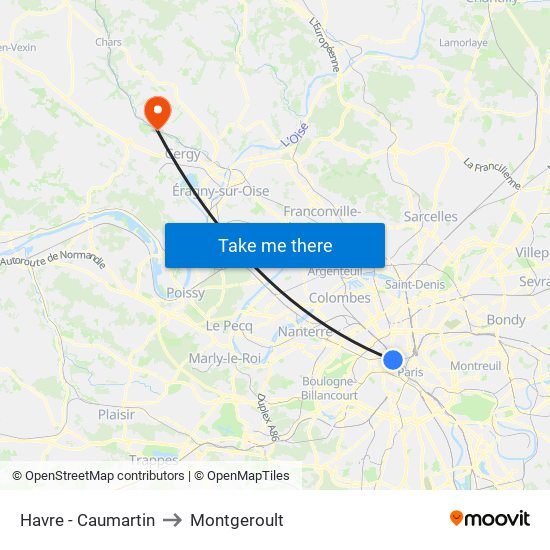 Havre - Caumartin to Montgeroult map