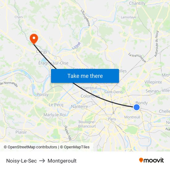 Noisy-Le-Sec to Montgeroult map