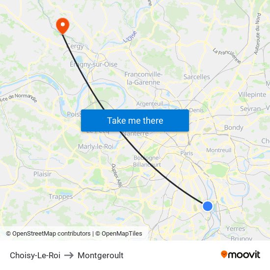 Choisy-Le-Roi to Montgeroult map