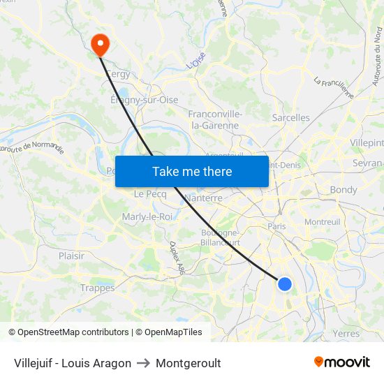 Villejuif - Louis Aragon to Montgeroult map