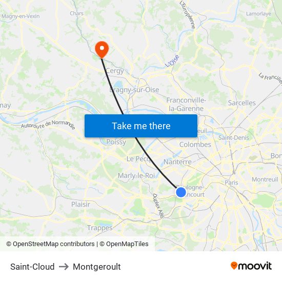 Saint-Cloud to Montgeroult map