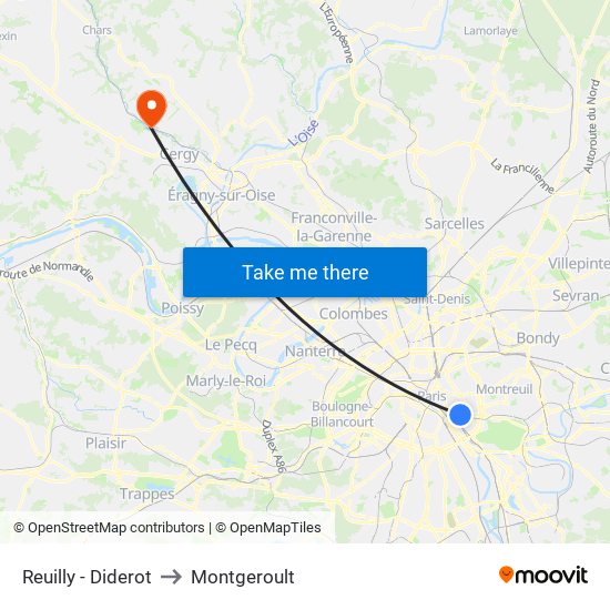 Reuilly - Diderot to Montgeroult map