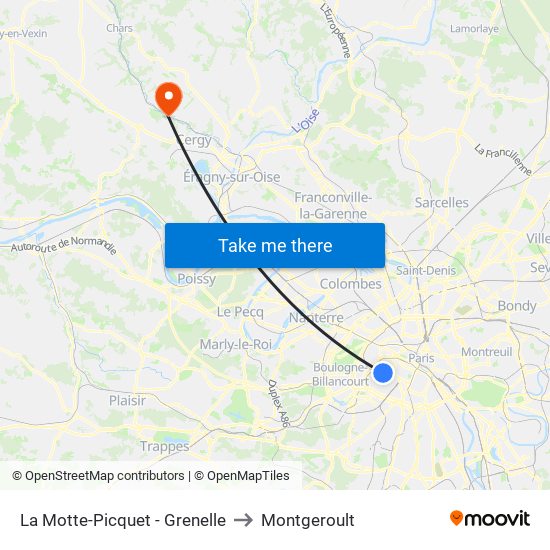 La Motte-Picquet - Grenelle to Montgeroult map