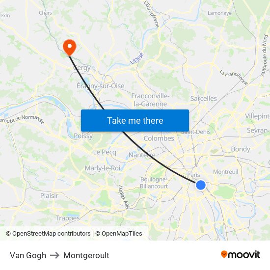 Van Gogh to Montgeroult map