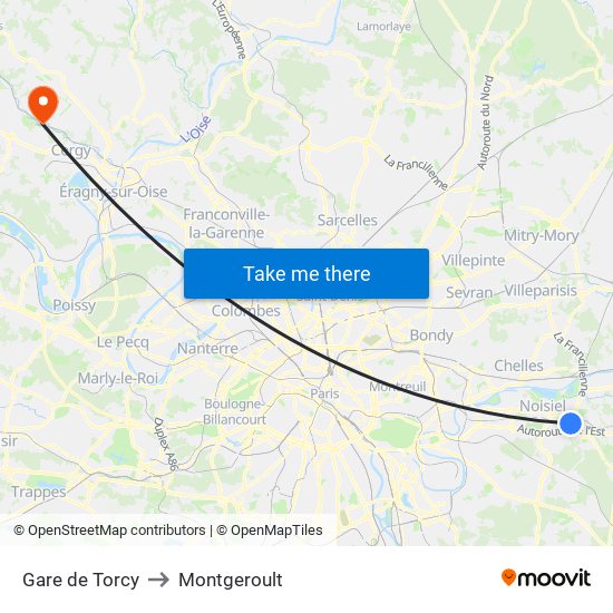 Gare de Torcy to Montgeroult map