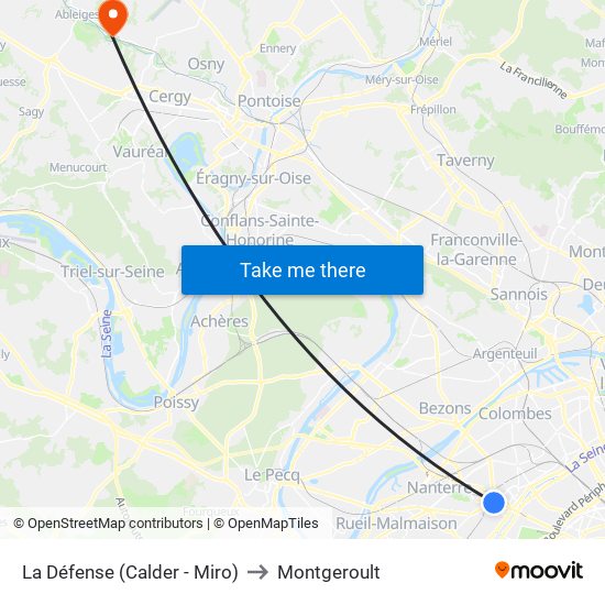 La Défense (Calder - Miro) to Montgeroult map