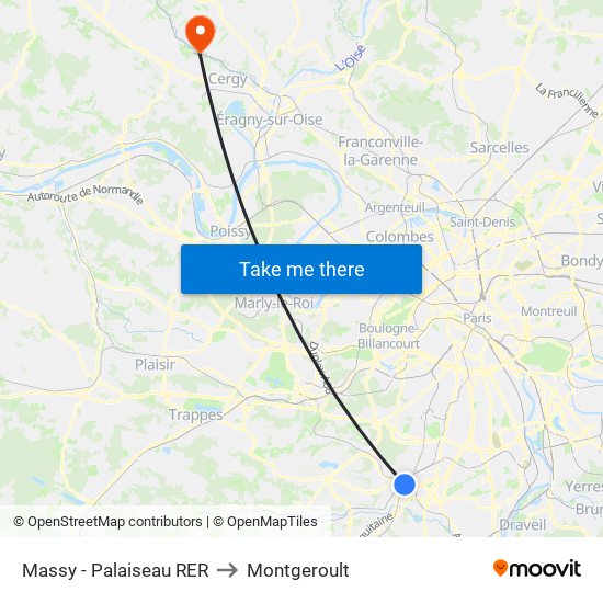 Massy - Palaiseau RER to Montgeroult map