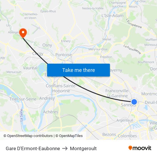 Gare D'Ermont-Eaubonne to Montgeroult map