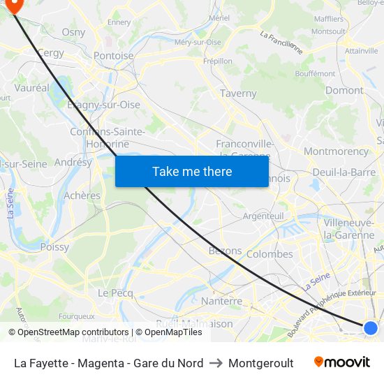 La Fayette - Magenta - Gare du Nord to Montgeroult map