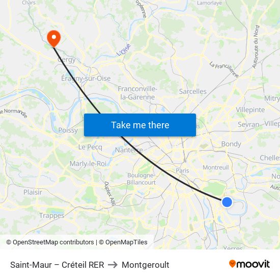 Saint-Maur – Créteil RER to Montgeroult map