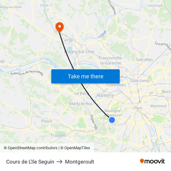 Cours de L'Ile Seguin to Montgeroult map
