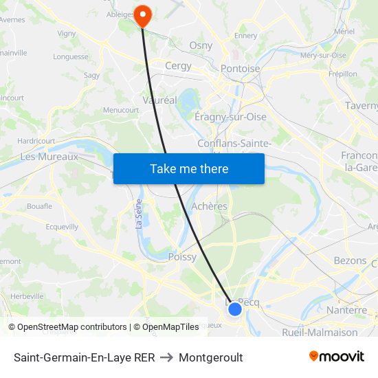 Saint-Germain-En-Laye RER to Montgeroult map