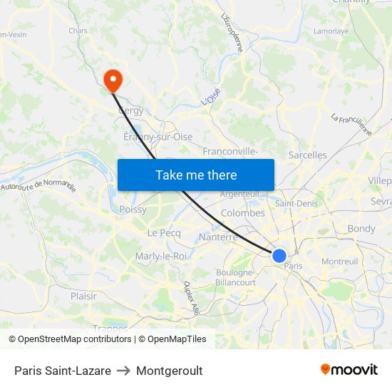 Paris Saint-Lazare to Montgeroult map