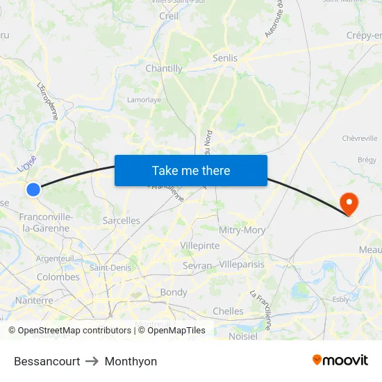 Bessancourt to Monthyon map
