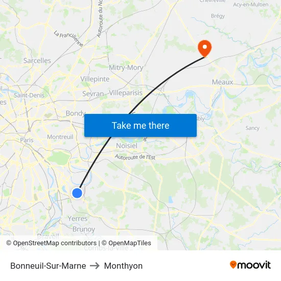 Bonneuil-Sur-Marne to Monthyon map