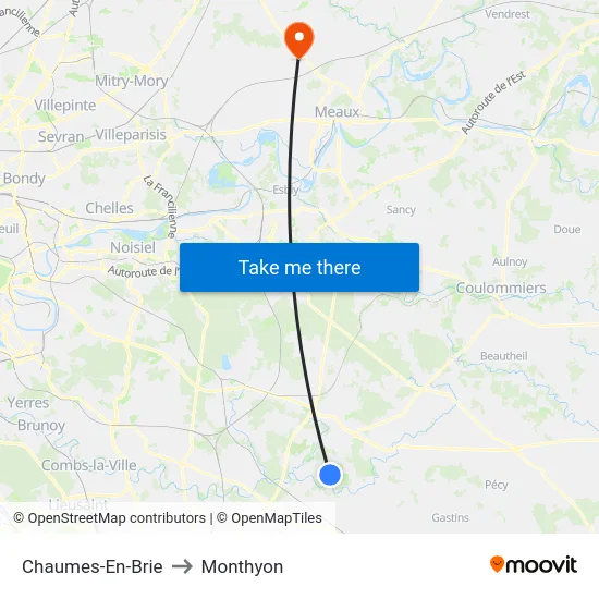 Chaumes-En-Brie to Monthyon map