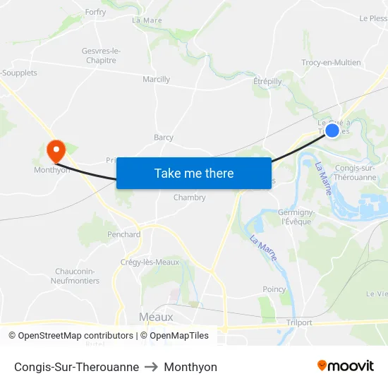 Congis-Sur-Therouanne to Monthyon map