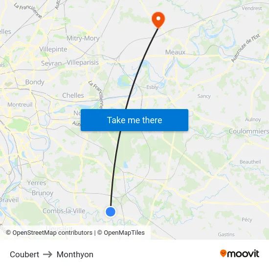 Coubert to Monthyon map