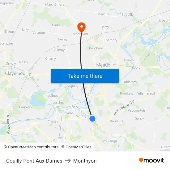 Couilly-Pont-Aux-Dames to Monthyon map