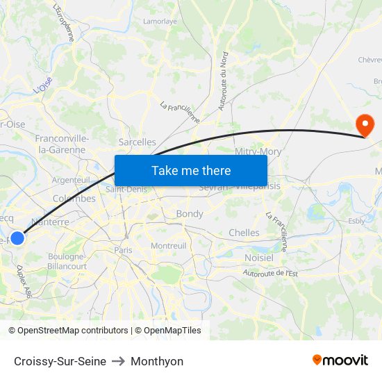 Croissy-Sur-Seine to Monthyon map