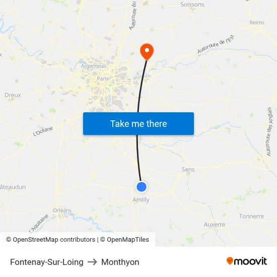 Fontenay-Sur-Loing to Monthyon map