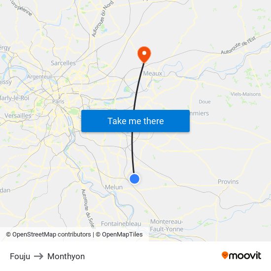Fouju to Monthyon map