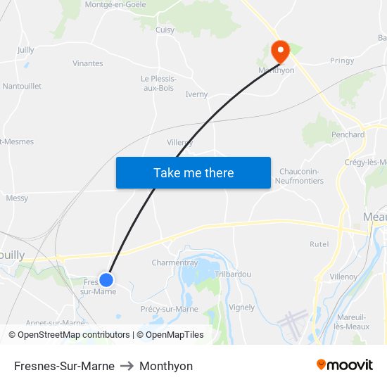 Fresnes-Sur-Marne to Monthyon map