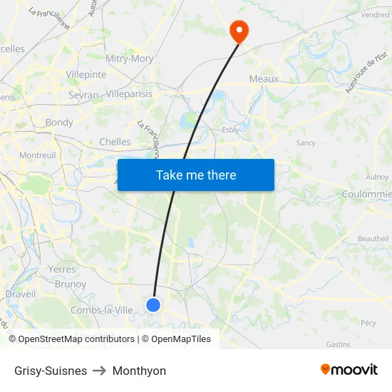 Grisy-Suisnes to Monthyon map