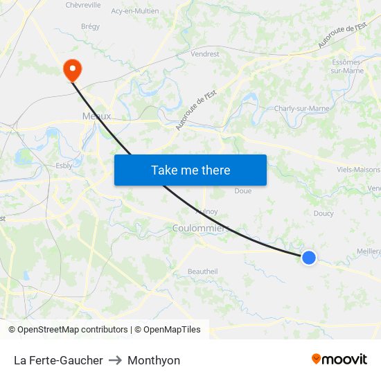 La Ferte-Gaucher to Monthyon map