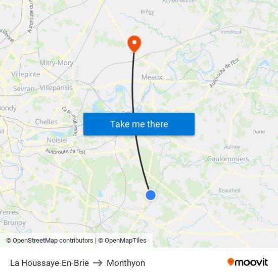 La Houssaye-En-Brie to Monthyon map