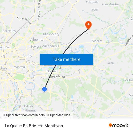 La Queue-En-Brie to Monthyon map
