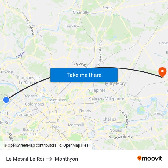 Le Mesnil-Le-Roi to Monthyon map