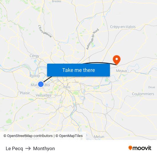 Le Pecq to Monthyon map