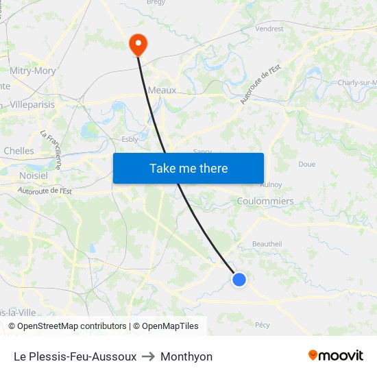 Le Plessis-Feu-Aussoux to Monthyon map